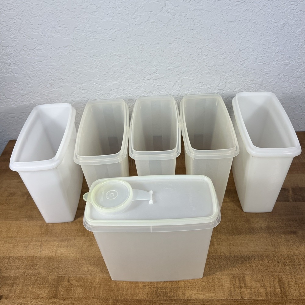Vintage Tupperware Cereal Keeper Container Set of 6 W/ 1 Lid